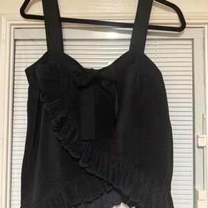 Elegant Black Pleated Women's Blouse